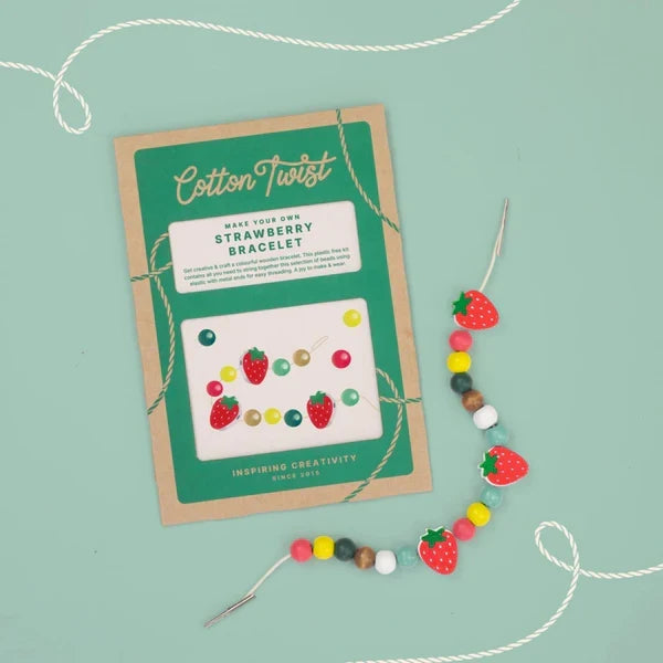 Make Your Own Strawberry Wooden Bead Bracelet Kit