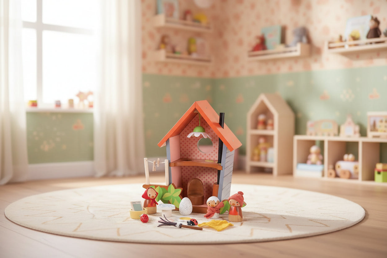 Wooden Chicken Coop Dollhouse Accessory Toy Age 3 Plus