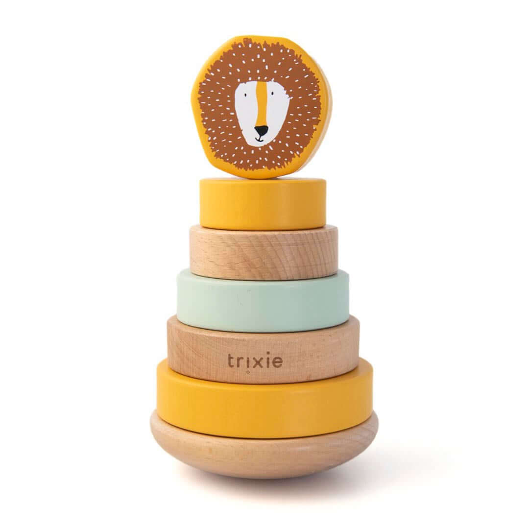 Wooden Ring Stacking Toy for Babies Lion
